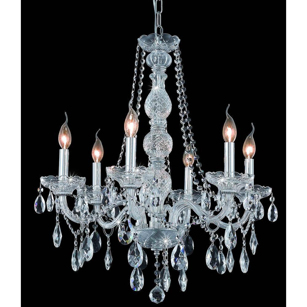 Verona 6 Light Chrome Chandelier Clear Royal Cut Crystal. Picture 1