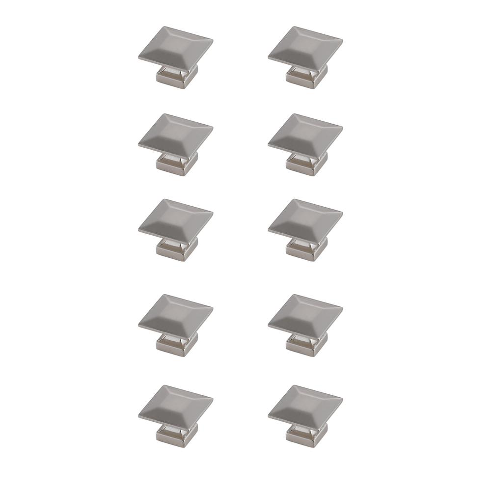 Cecil 1.3" Brushed Nickel Square Knob Multipack (Set Of 10). Picture 1