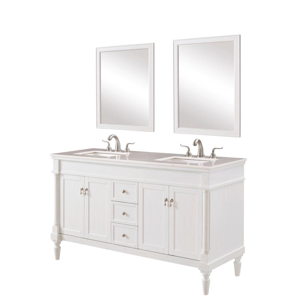 60 In. Single Bathroom Vanity Set In Antique White. Picture 1
