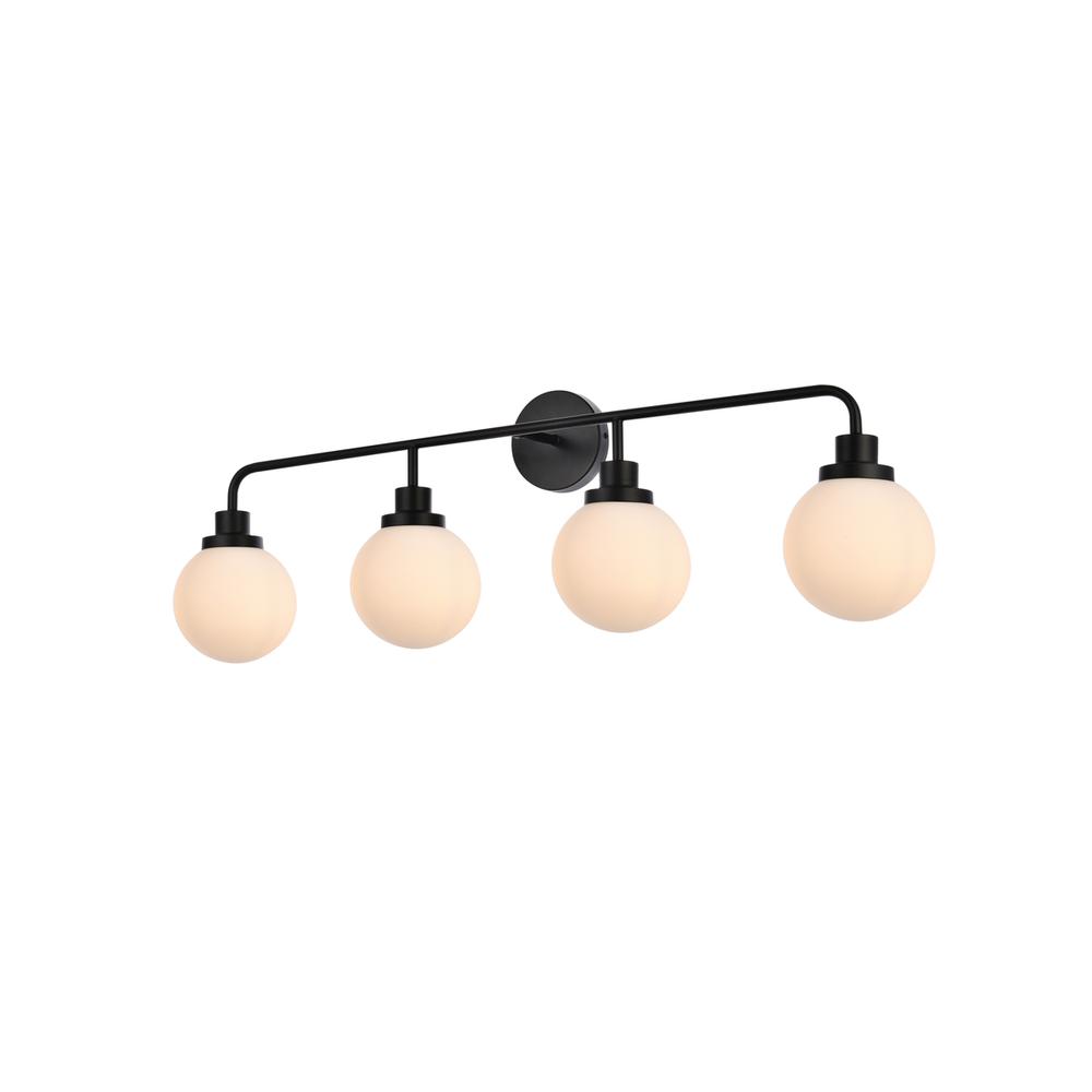 Hanson 4 Lights Bath Sconce In Black With Frosted Shade. Picture 2