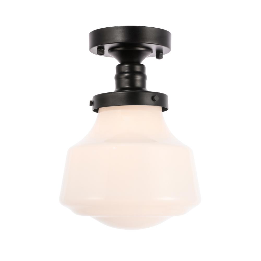 Lyle 1 Light Black And Frosted White Glass Flush Mount. Picture 5