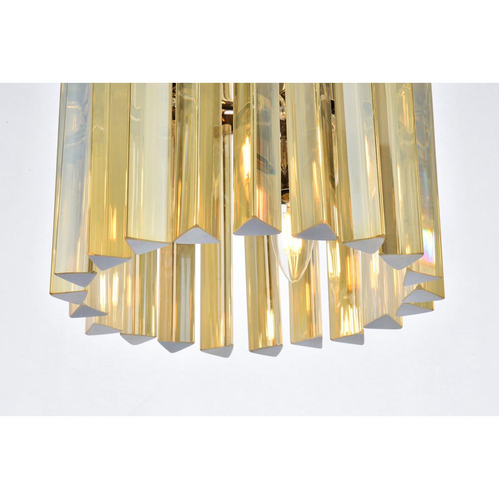 Sydney 3 Light Polished Nickel Flush Mount Golden Teak (Smoky) Royal Cut Crystal. Picture 3