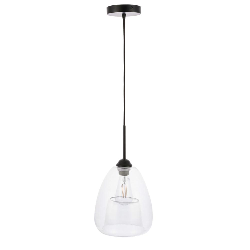 Kason 1 Light Black And Clear Glass Pendant. Picture 8