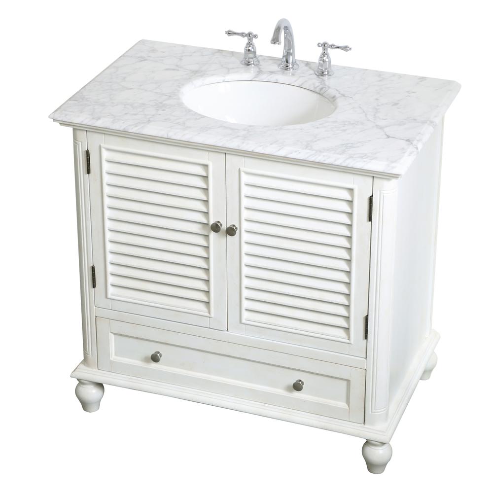 36 Inch Single Bathroom Vanity In Antique White. Picture 7