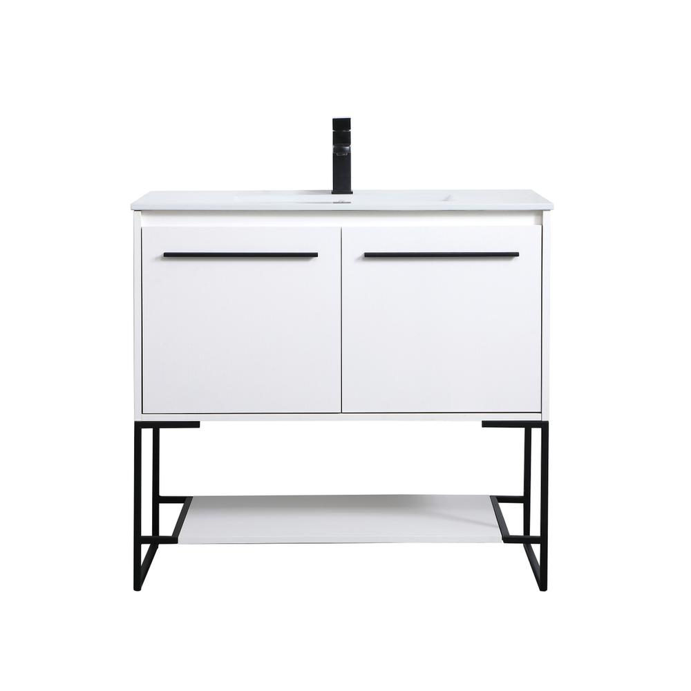 36 Inch  Single Bathroom Vanity In White. Picture 1