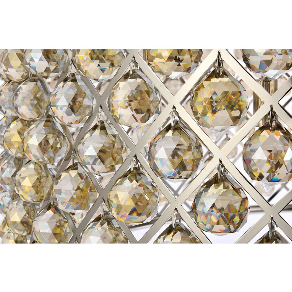 10 Light Polished Nickel Chandelier Golden Teak (Smoky) Royal Cut Crystal. Picture 5