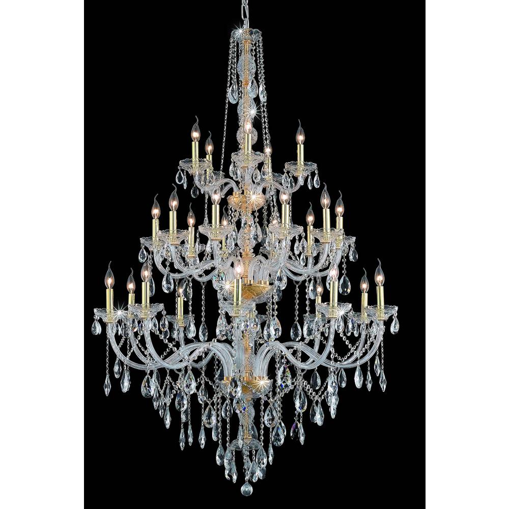 Verona 25 Light Gold Chandelier Clear Royal Cut Crystal. Picture 1