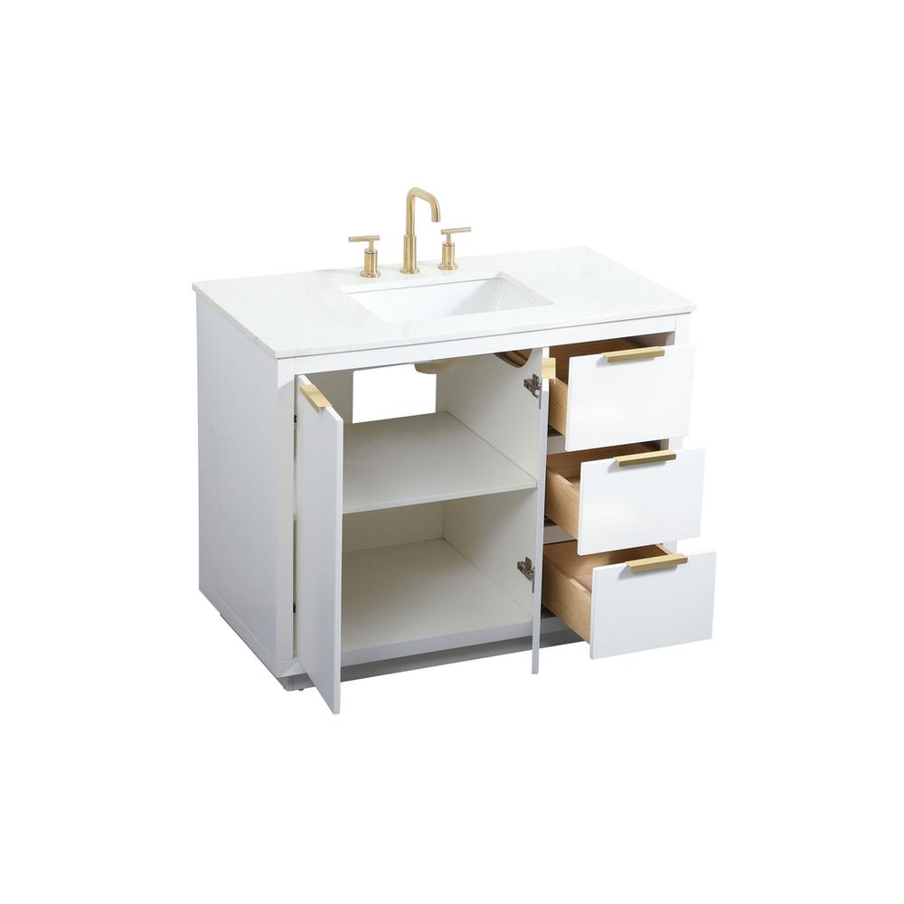 42 Inch Single Bathroom Vanity In White. Picture 9