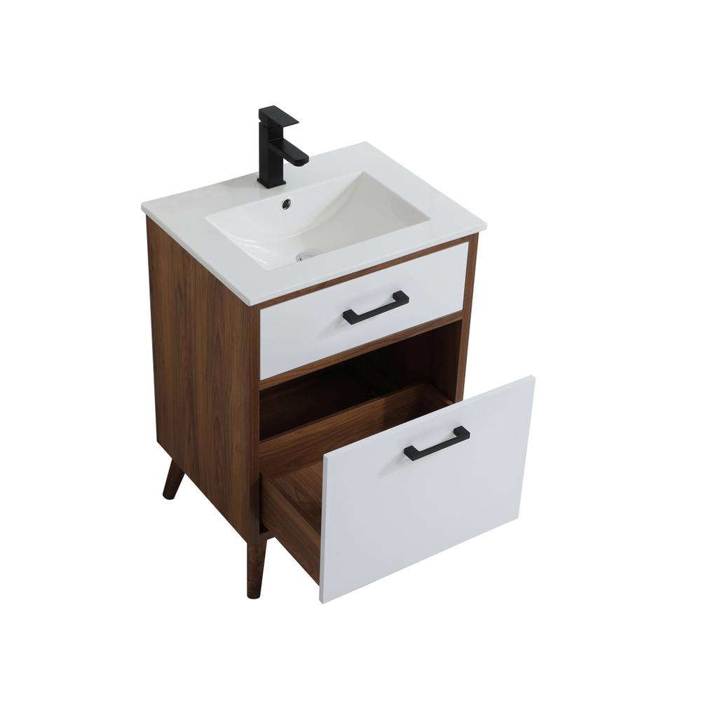24 Inch Bathroom Vanity In Matte White. Picture 8