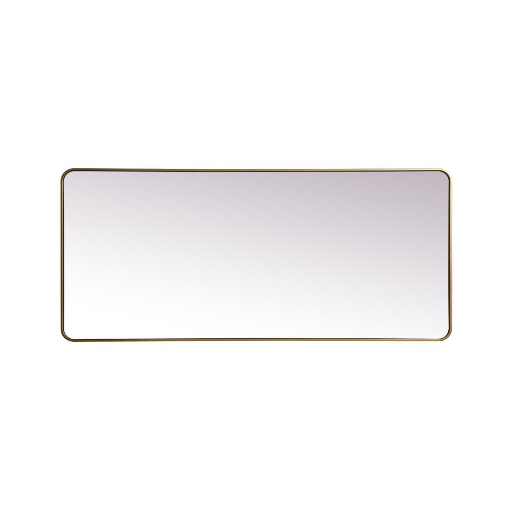 Soft Corner Metal Rectangle Full Length Mirror 32X72 Inch In Brass. Picture 8