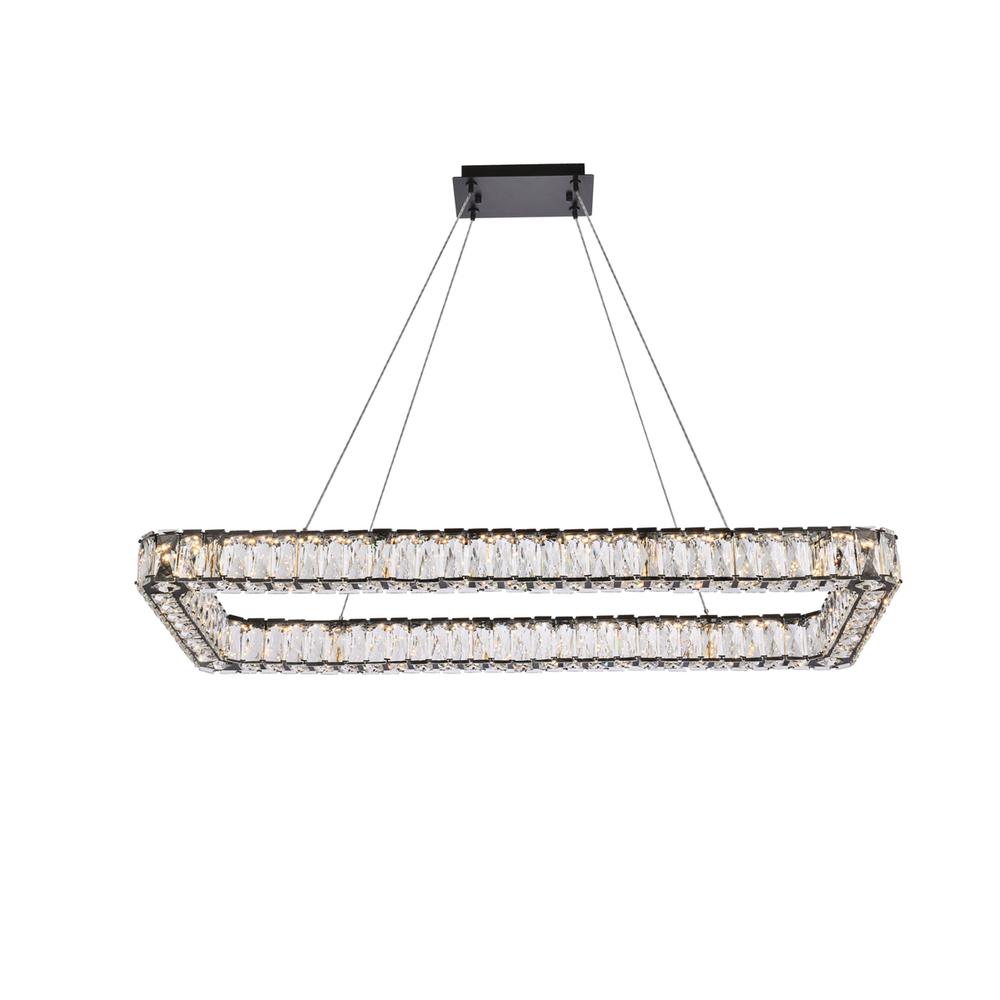 Monroe 42 Inch Led Single Rectangle Pendant In Black. Picture 1