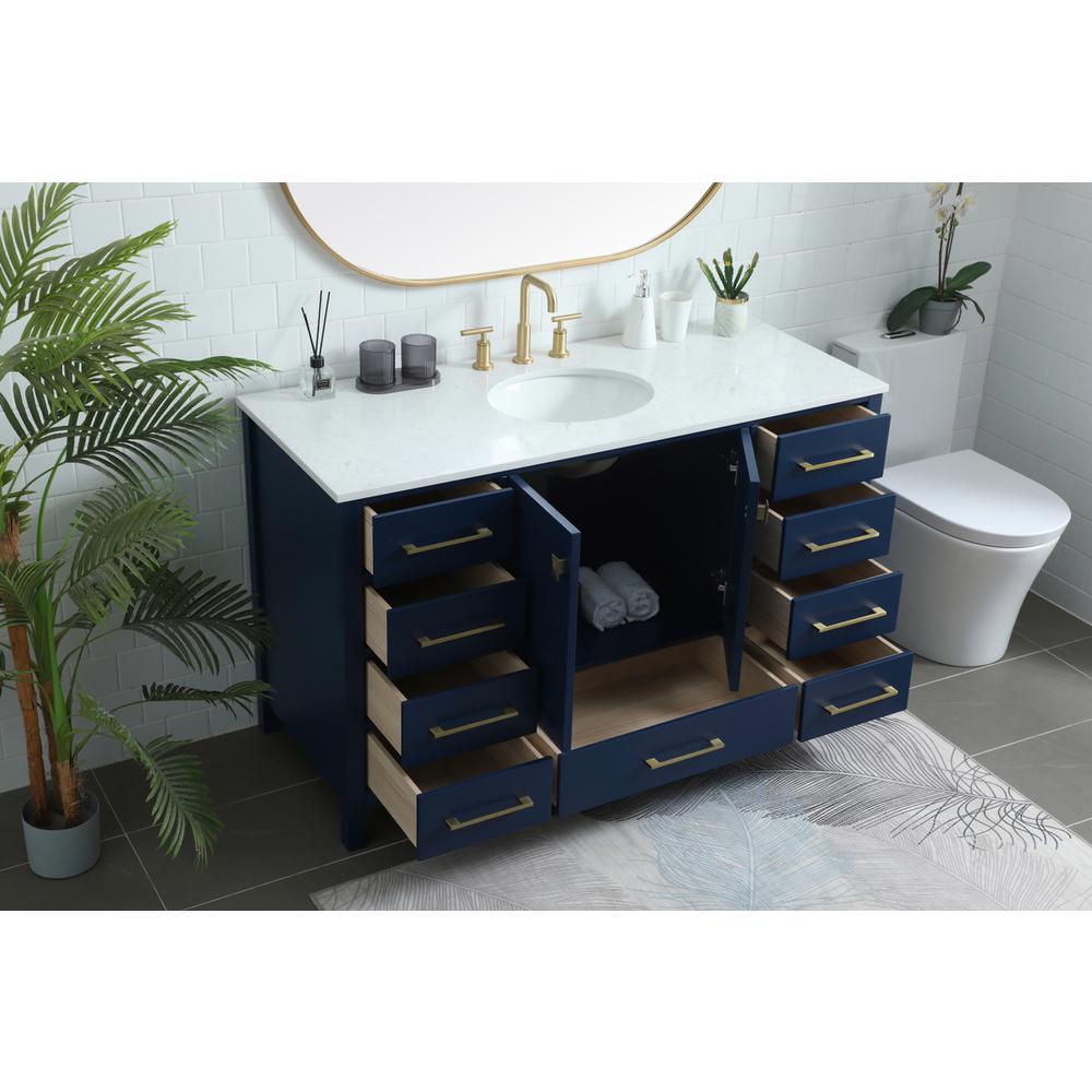 54 Inch Single Bathroom Vanity In Blue. Picture 3