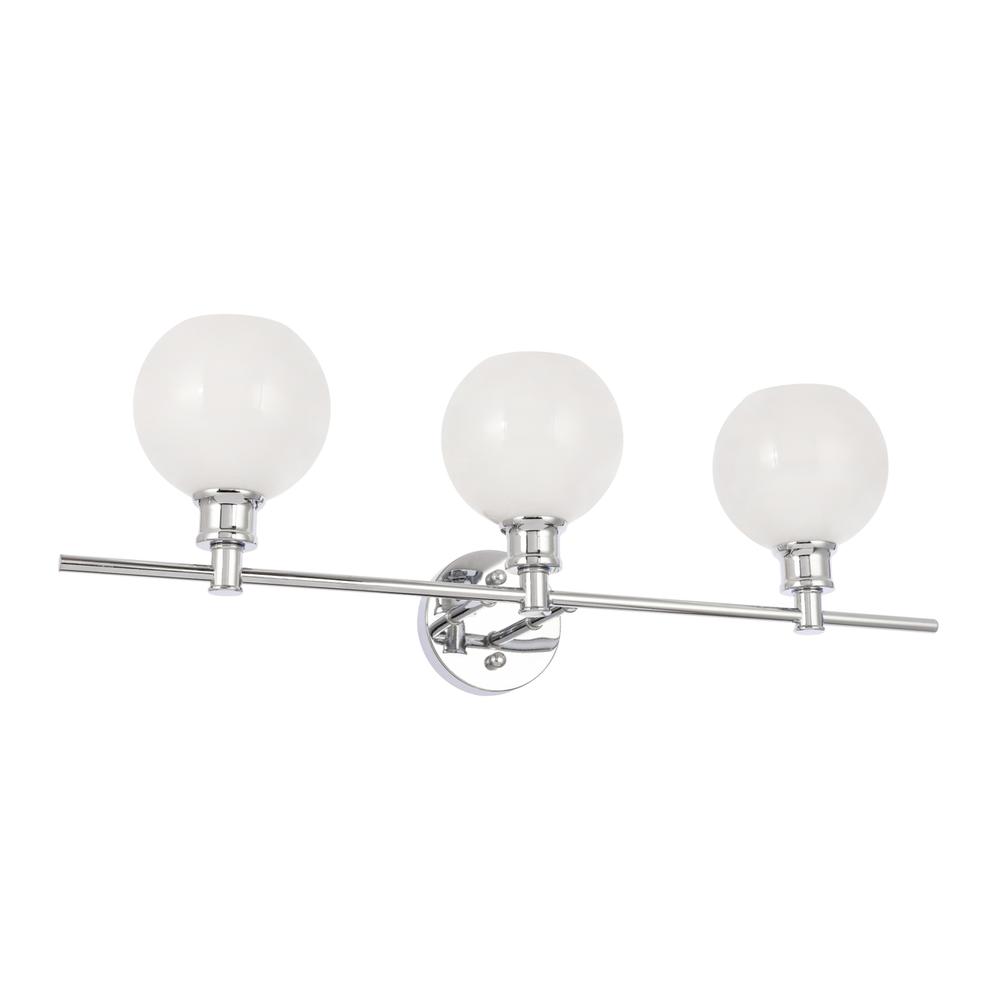 Collier 3 Light Chrome And Frosted White Glass Wall Sconce. Picture 4
