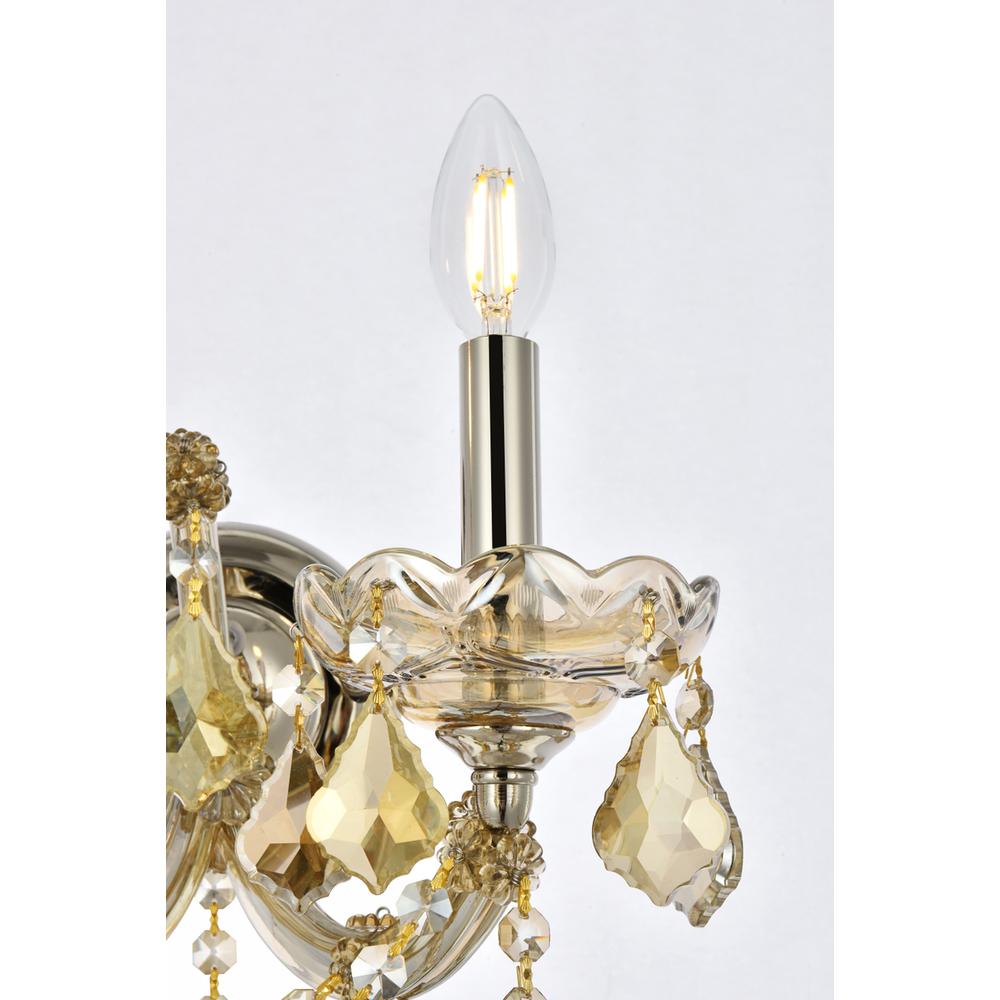 2 Light Golden Teak Wall Sconce Golden Teak (Smoky) Royal Cut Crystal. Picture 3