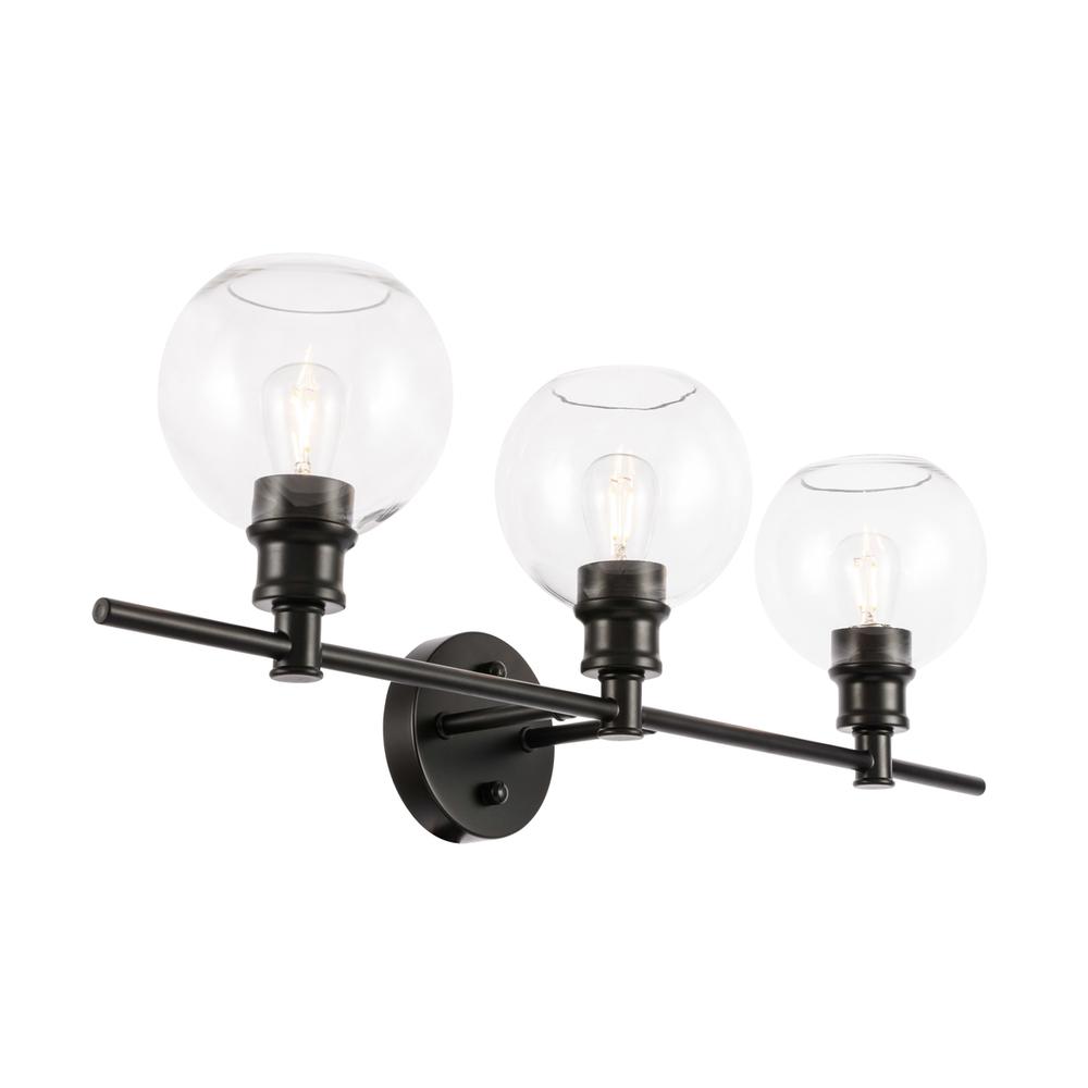 Collier 3 Light Black And Clear Glass Wall Sconce. Picture 7