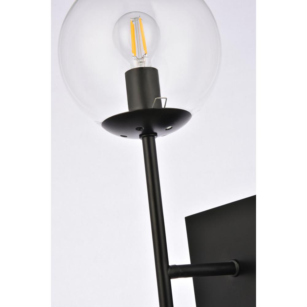 Neri 1 Light Black And Clear Glass Wall Sconce. Picture 5