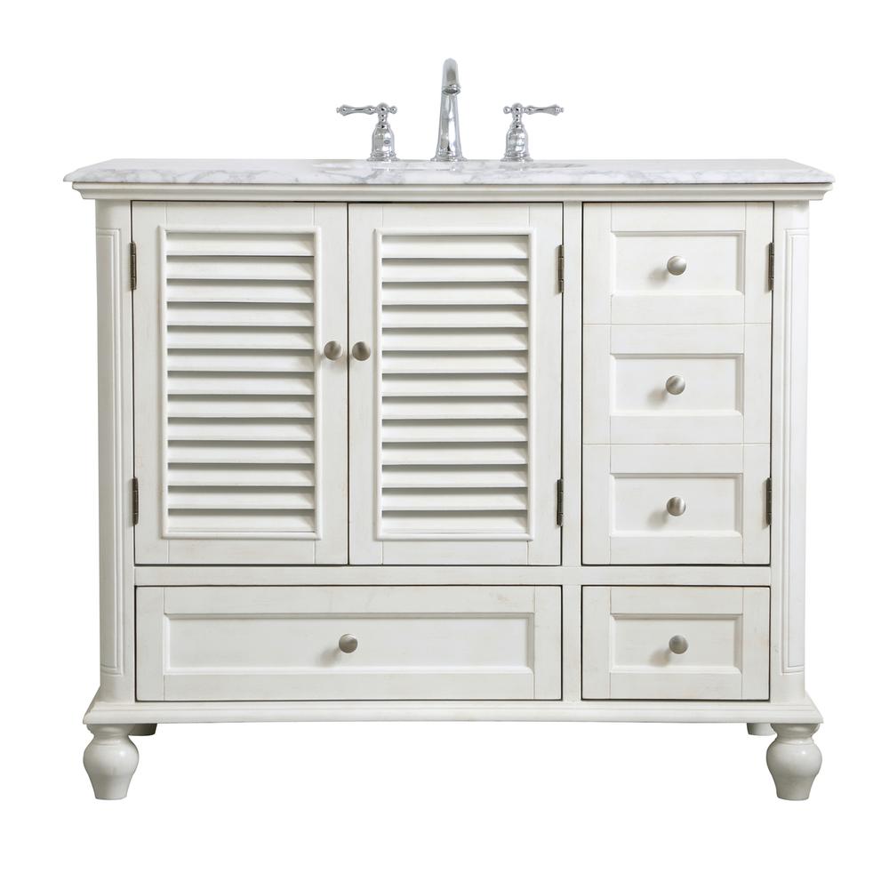 42 Inch Single Bathroom Vanity In Antique White. Picture 1