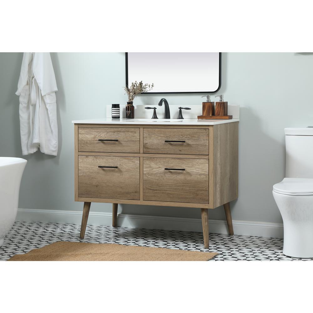 42 Inch Single Bathroom Vanity In Natural Oak With Backsplash. Picture 2
