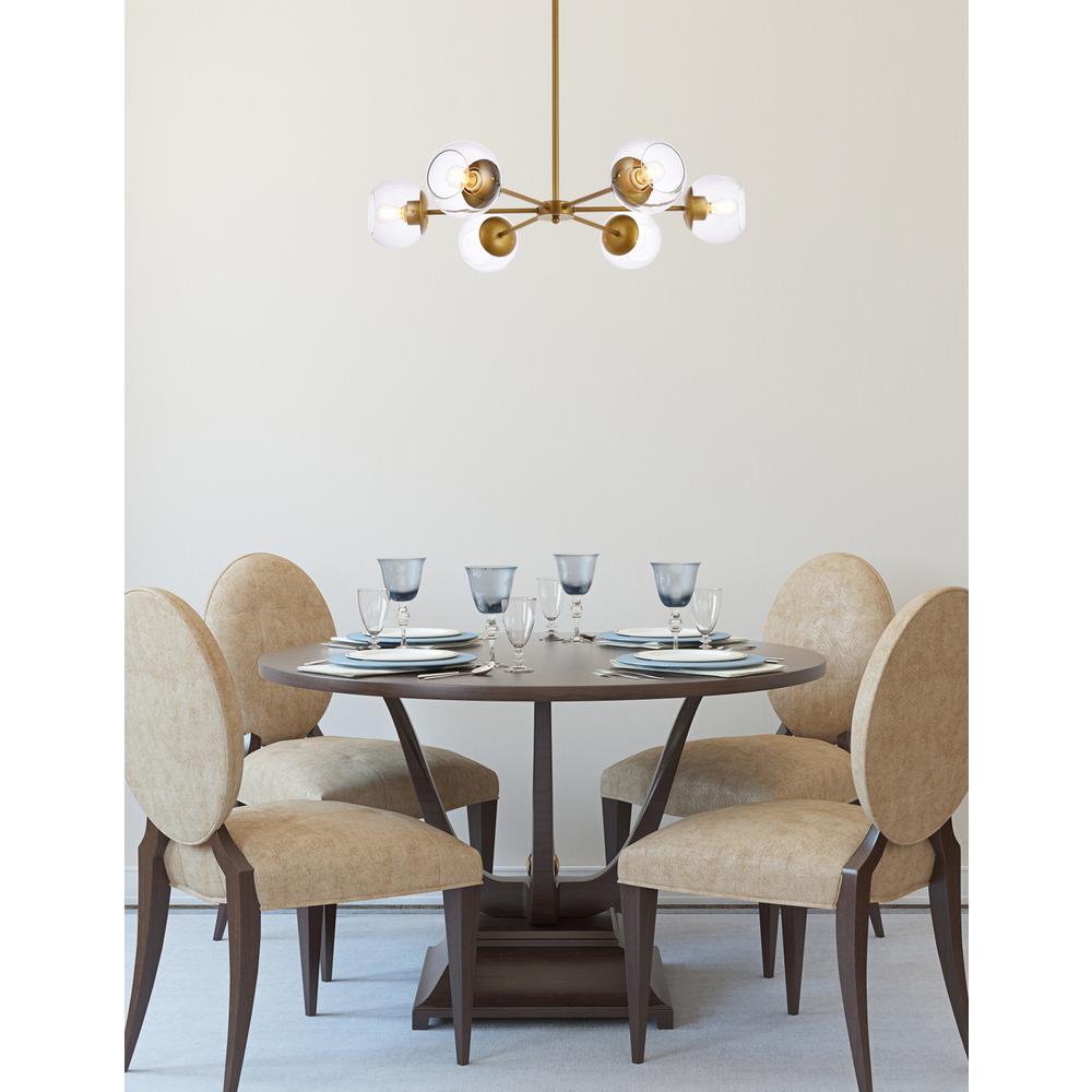 Briggs 30 Inch Pendant In Brass With Clear Shade. Picture 8