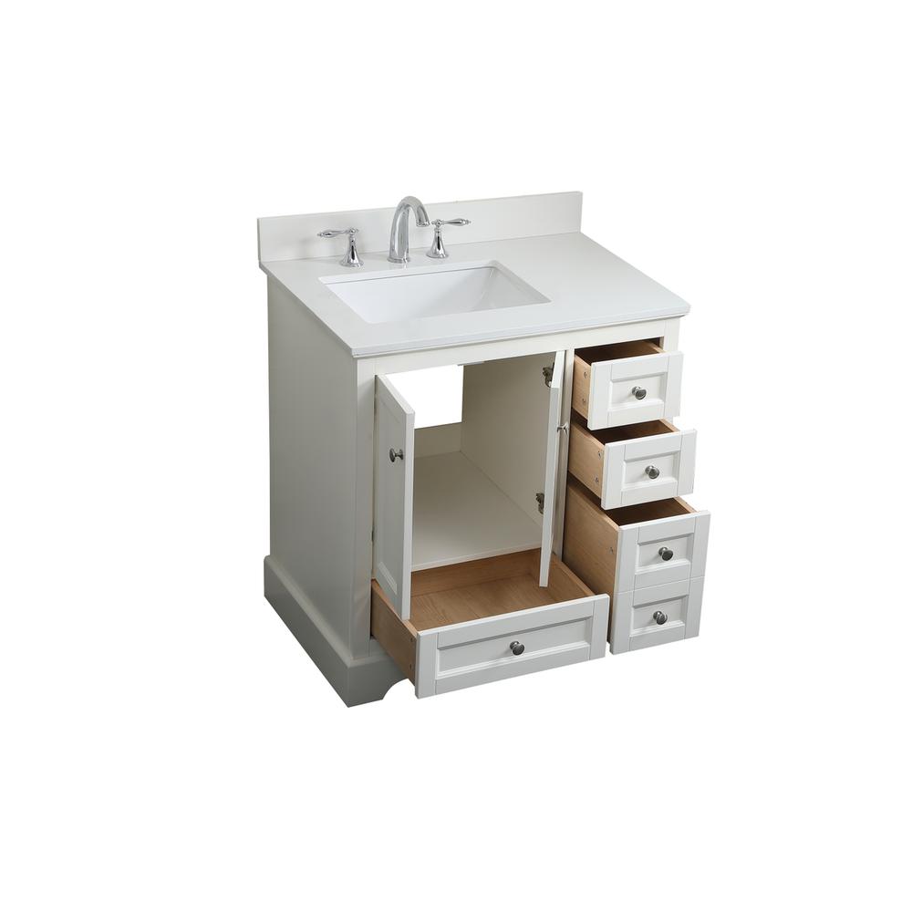 32 Inch Single Bathroom Vanity In White With Backsplash. Picture 9