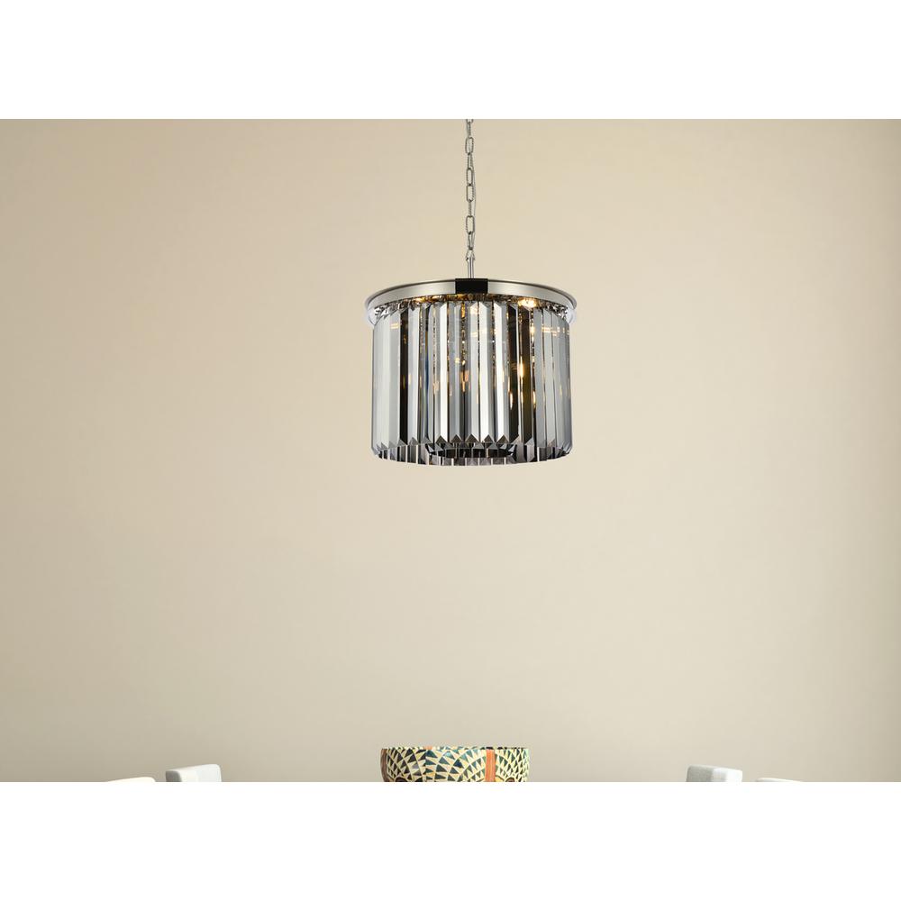 Sydney 6 Light Polished Nickel Pendant Silver Shade (Grey) Royal Cut Crystal. Picture 8