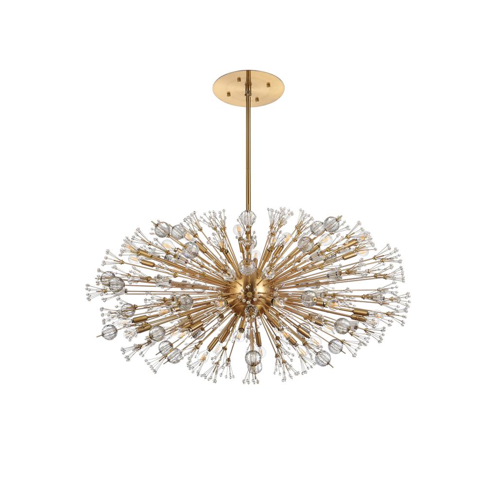 Vera 48 Inch Crystal Starburst Oval Pendant In Gold. Picture 6