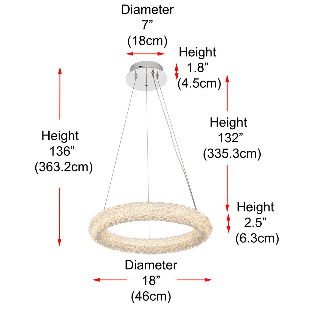 Bowen 18 Inch Adjustable Led Chandelier In Chrome. Picture 10