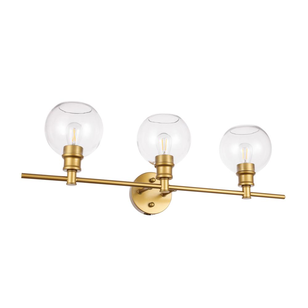 Collier 3 Light Brass And Clear Glass Wall Sconce. Picture 4