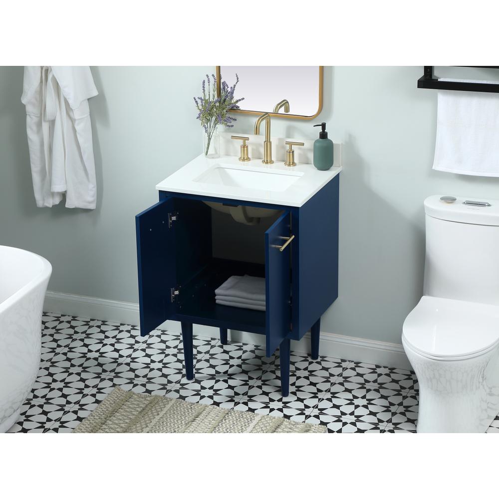 24 Inch Single Bathroom Vanity In Blue With Backsplash. Picture 3
