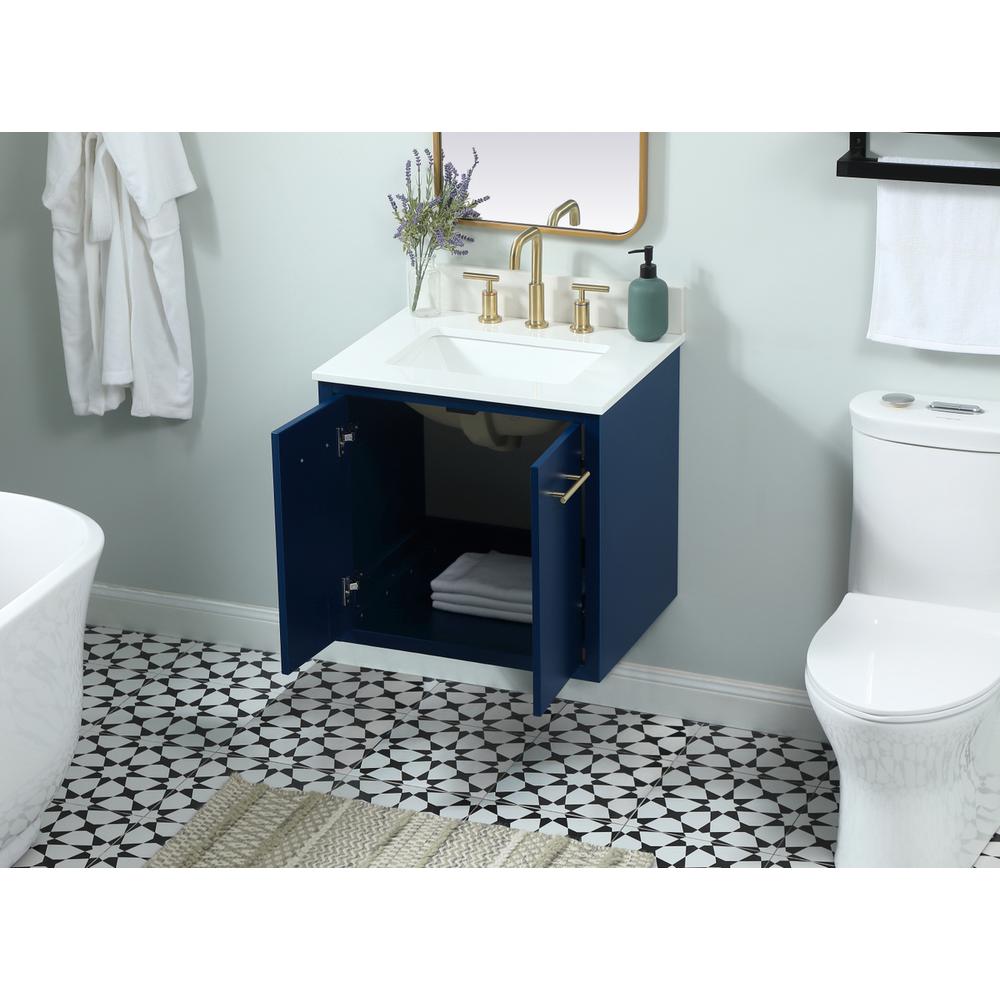 24 Inch Single Bathroom Vanity In Blue With Backsplash. Picture 6