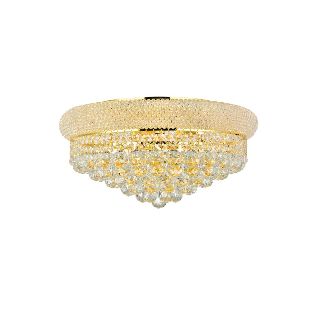 Primo 10 Light Gold Flush Mount Clear Royal Cut Crystal. Picture 1