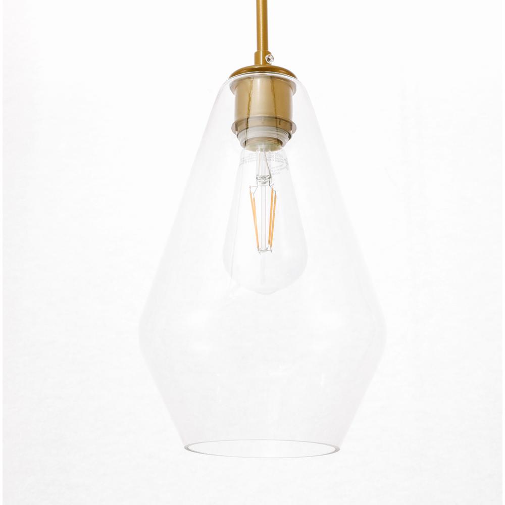 Gene 1 Light Brass And Clear Glass Pendant. Picture 9