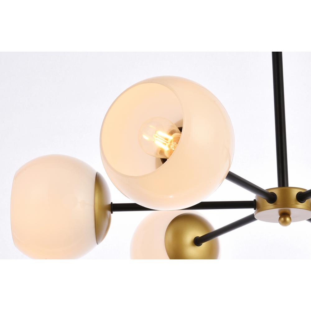 Briggs 30 Inch Pendant In Black And Brass With White Shade. Picture 4