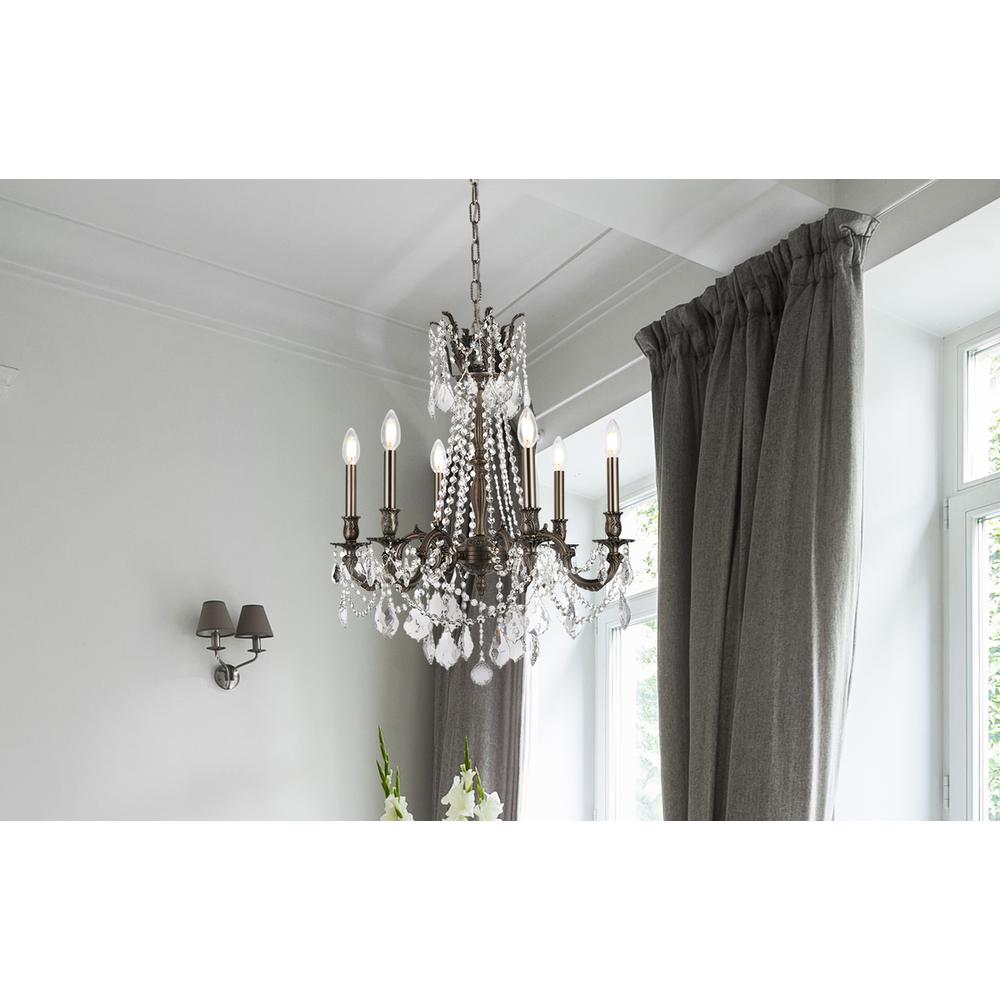 Rosalia 6 Light Pewter Chandelier Clear Royal Cut Crystal. Picture 8