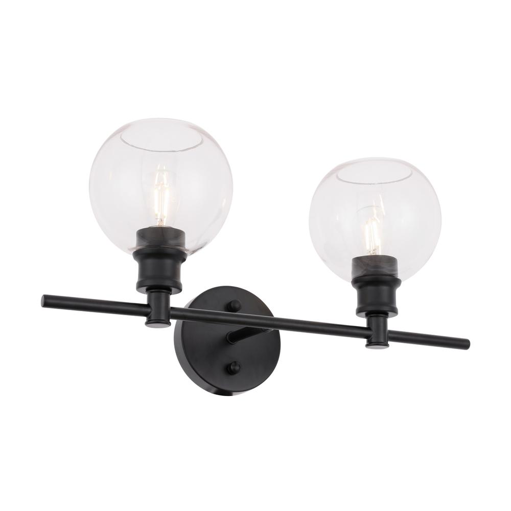 Collier 2 Light Black And Clear Glass Wall Sconce. Picture 5