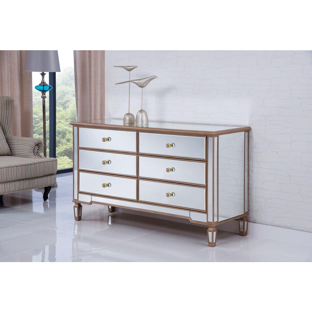 6 Drawers Cabinet 60 In. X 20 In. X 34 In. In Gold Paint. Picture 2