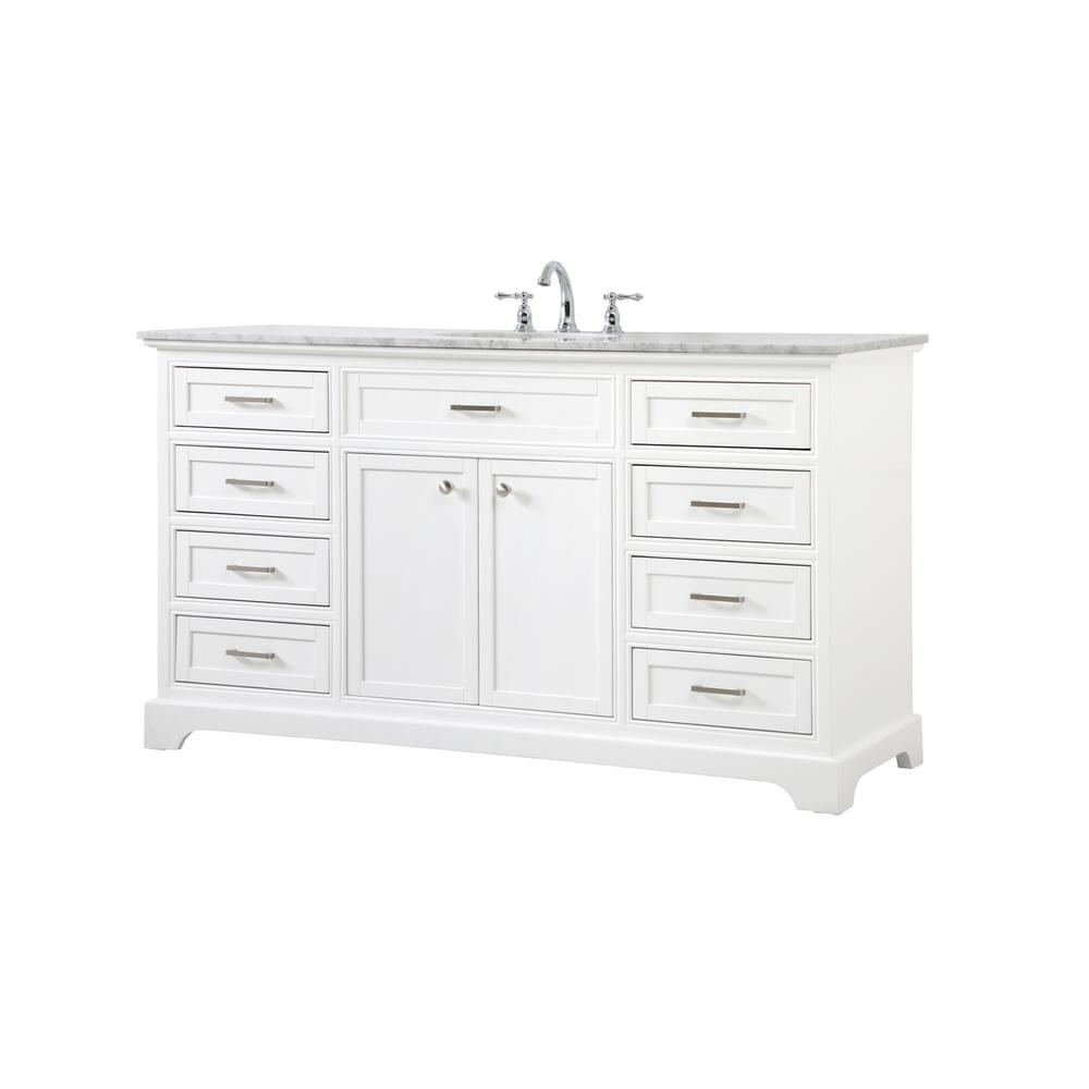 60 Inch Single Bathroom Vanity In White. Picture 7