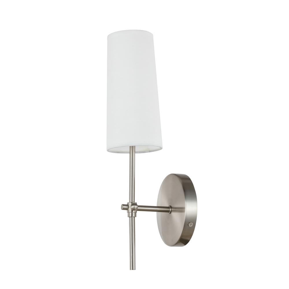 Mel 1 Light Burnished Nickel And White Shade Wall Sconce. Picture 7