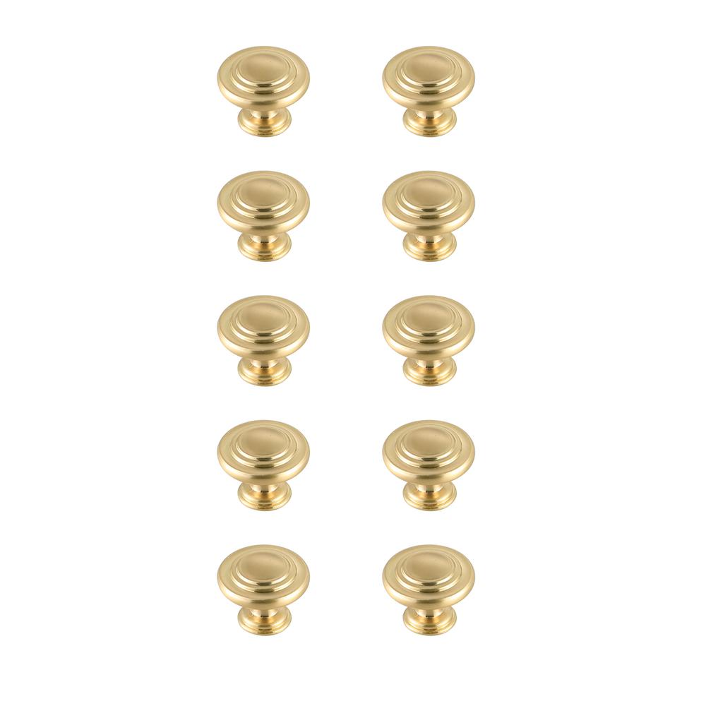 Minu 1.3" Diameter Brushed Gold Mushroom Knob Multipack (Set Of 10). Picture 1