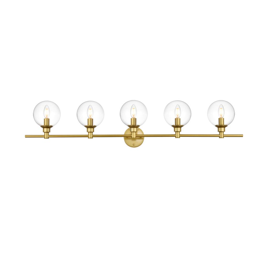 Jaelynn 5 Light Brass And Clear Bath Sconce. Picture 1