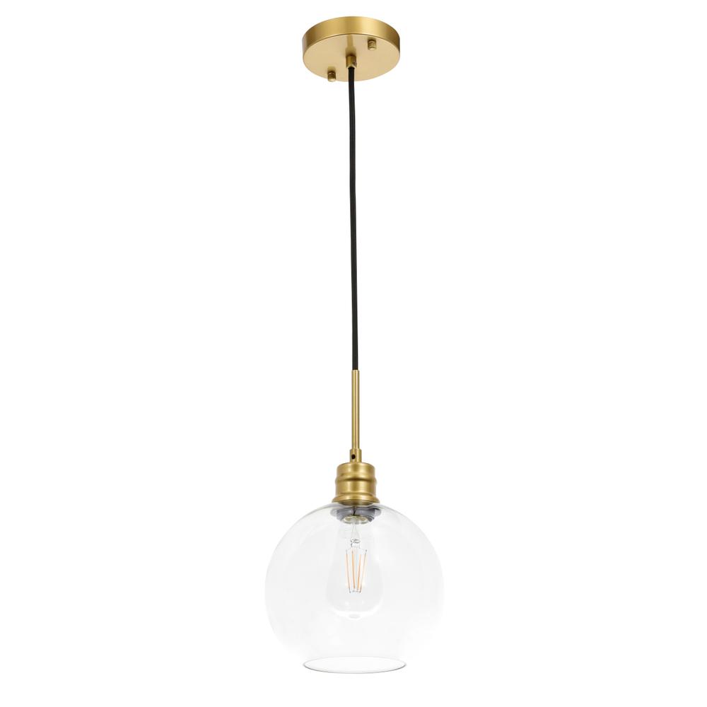 Emett 1 Light Brass And Clear Glass Pendant. Picture 4