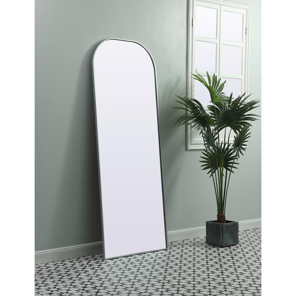 Metal Frame Arch Full Length Mirror 28X74 Inch In Silver. Picture 2