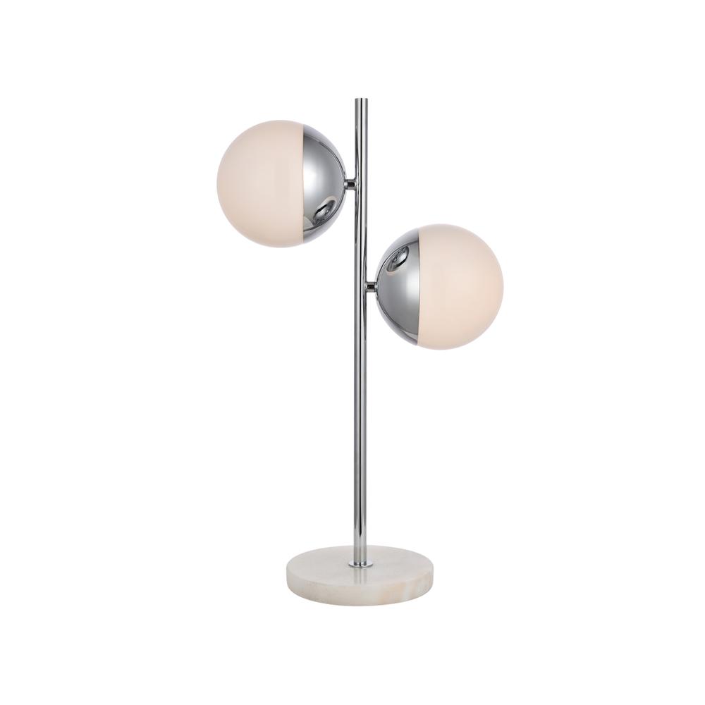 Eclipse 2 Lights Chrome Table Lamp With Frosted White Glass. Picture 1