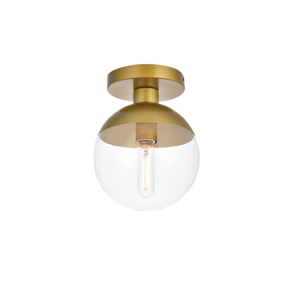 Eclipse 1 Light Brass Flush Mount With Clear Glass. Picture 2