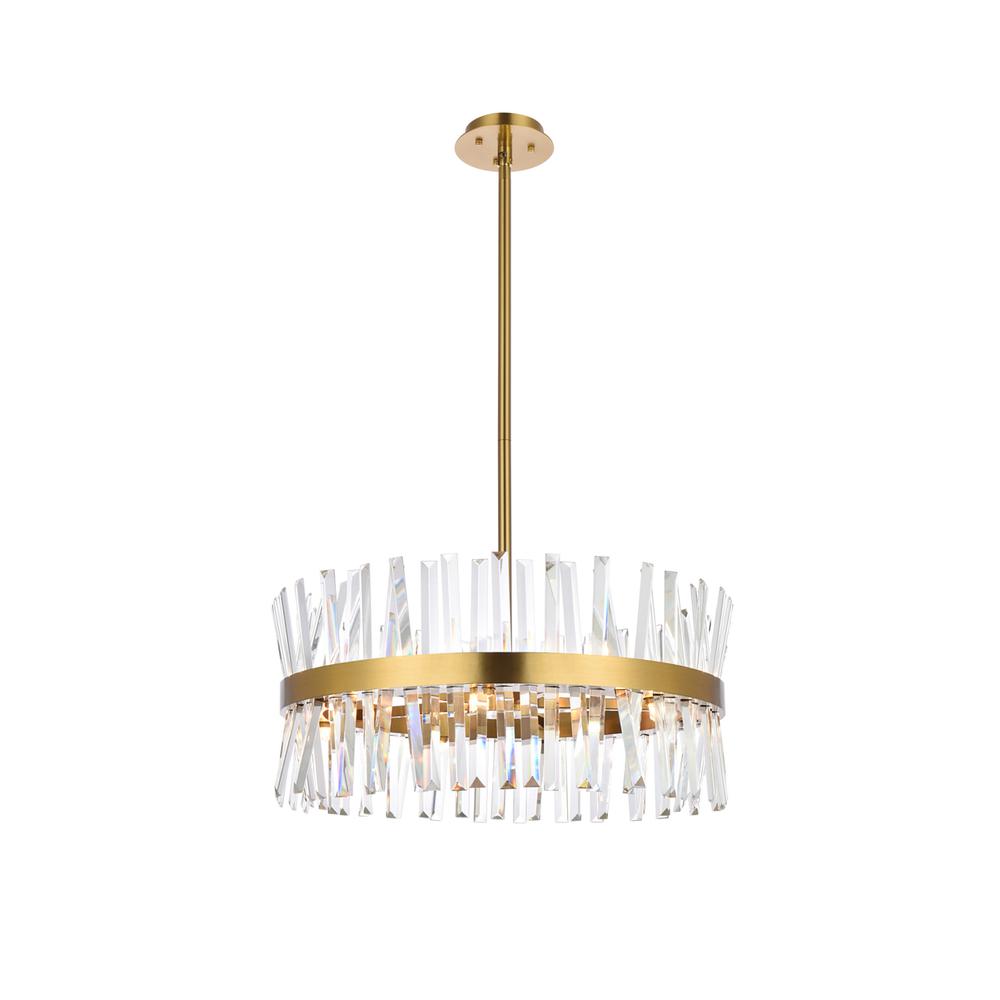 Serephina 25 Inch Crystal Round Pendant Light In Satin Gold. Picture 1