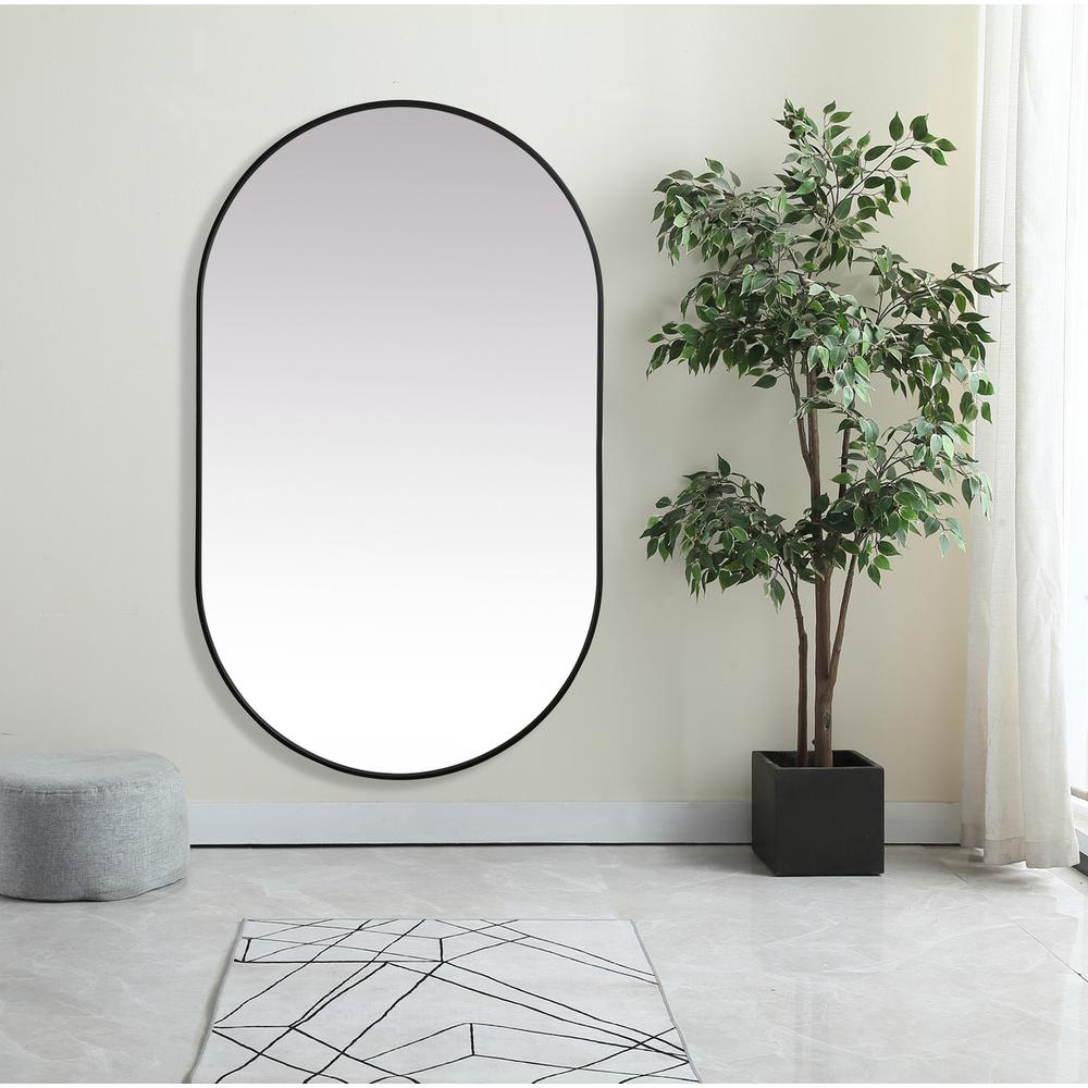 Metal Frame Oval Mirror 36X60 Inch In Black. Picture 3