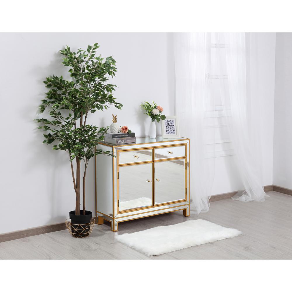 End Table 2 Drawers 2 Doors 38In. W X 12In. D X 32In. H In Gold. Picture 2