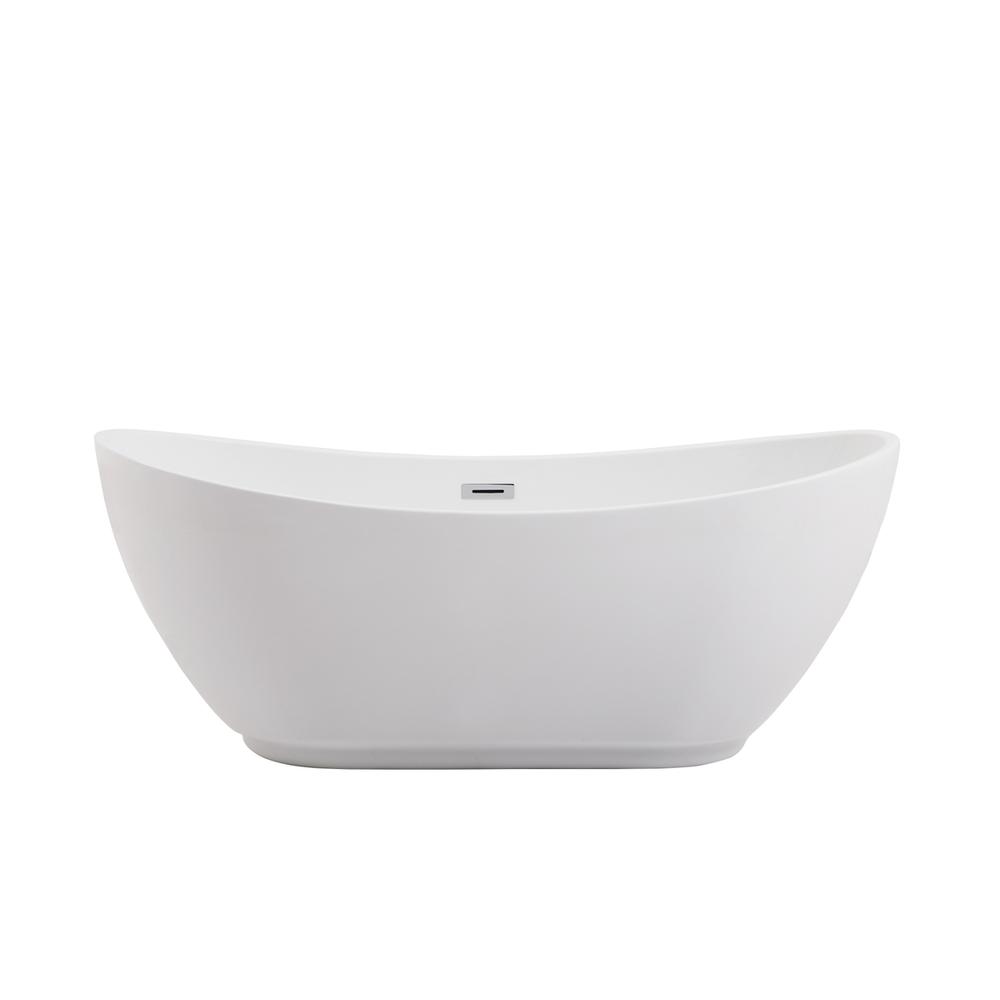 62 Inch Soaking Bathtub In Glossy White. Picture 1