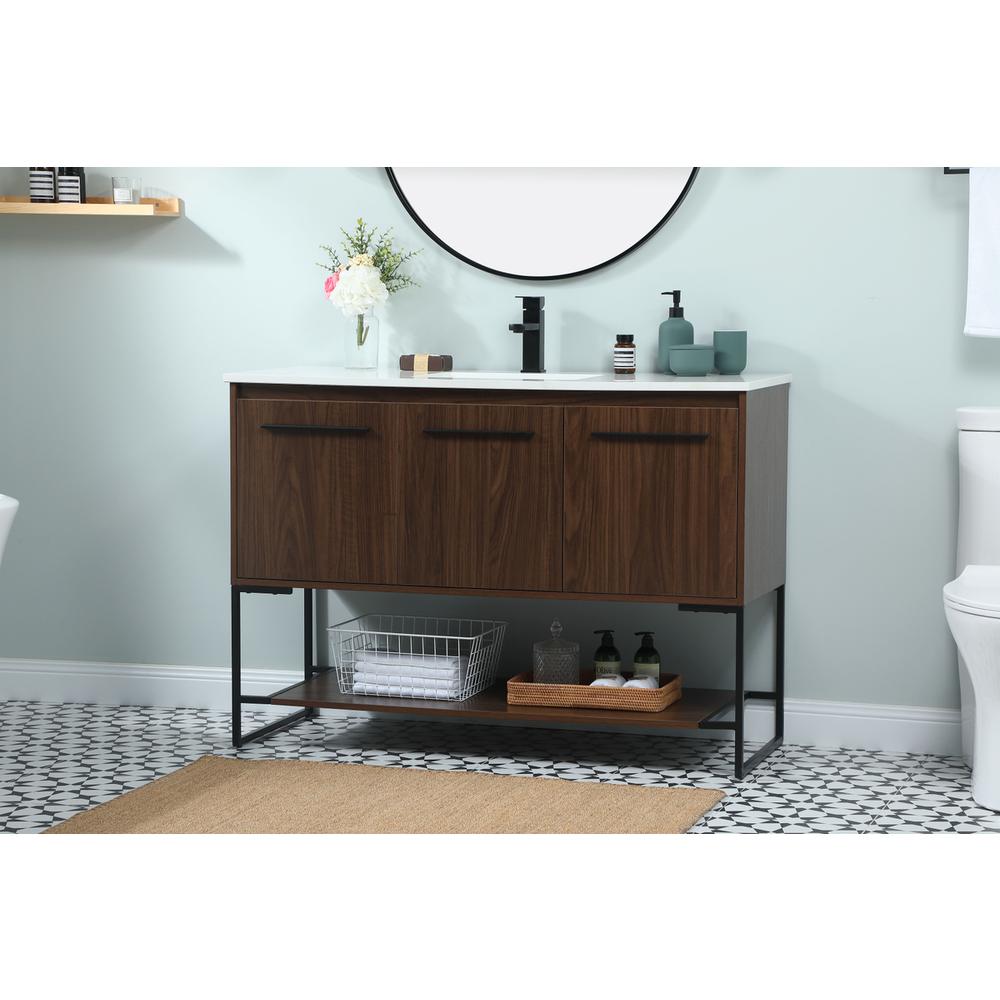 48 Inch Single Bathroom Vanity In Walnut. Picture 2