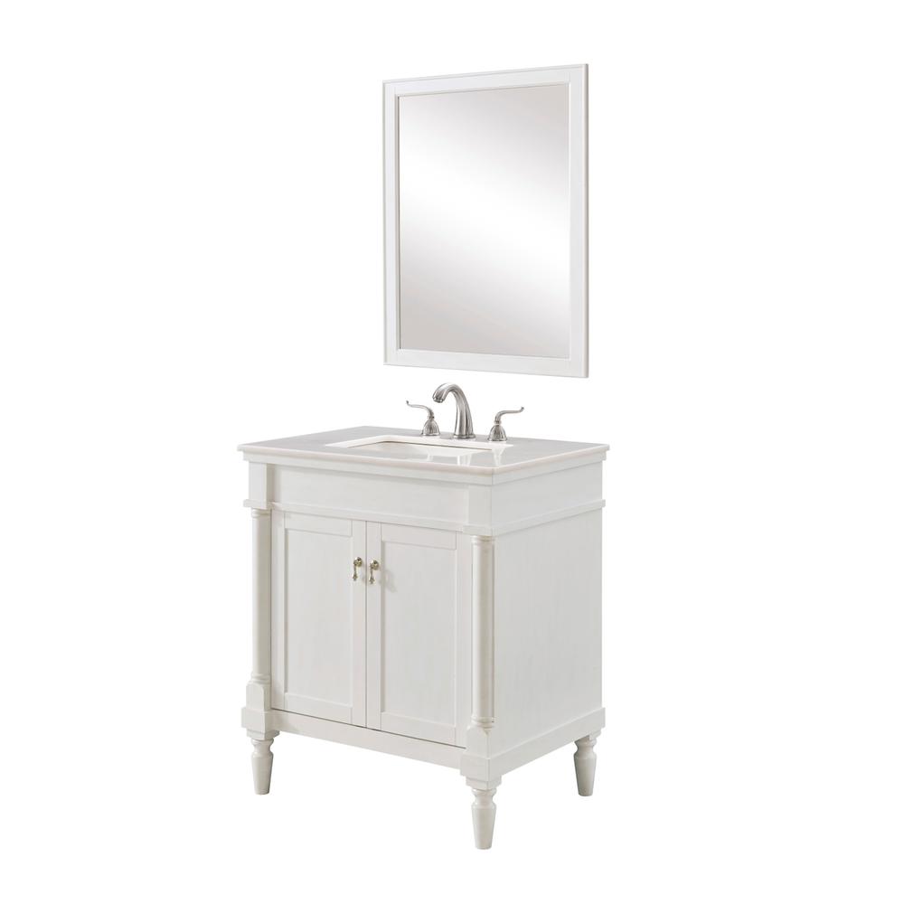 30 In. Single Bathroom Vanity Set In Antique White. Picture 1